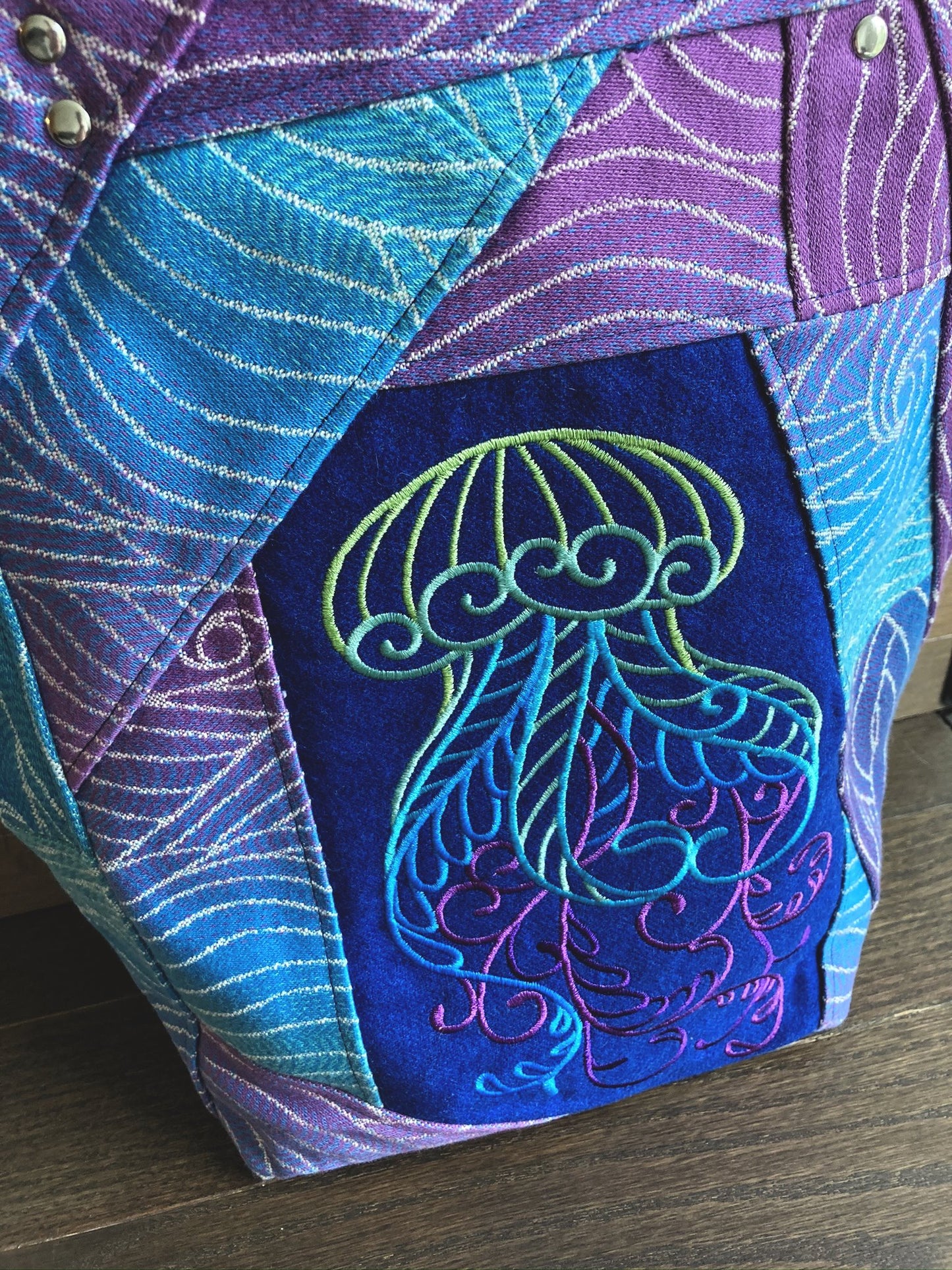 Jellyfish and Pieced Jacquard Tote Bag
