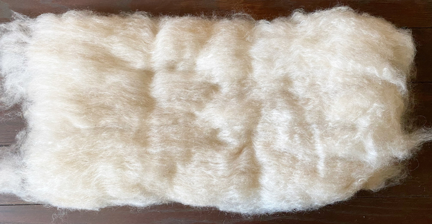 50/50 Merino and Kid Mohair Batts in Ivory and Light Browns