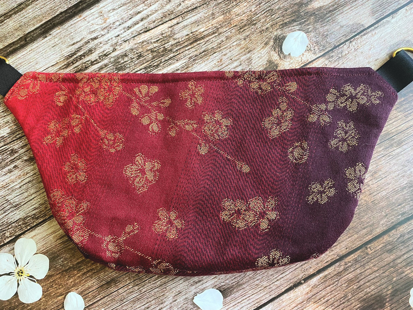 Rich Red Blossoms Hip or Cossbody Bag (aka Fanny pack!) with Custom Adjustable Waistband