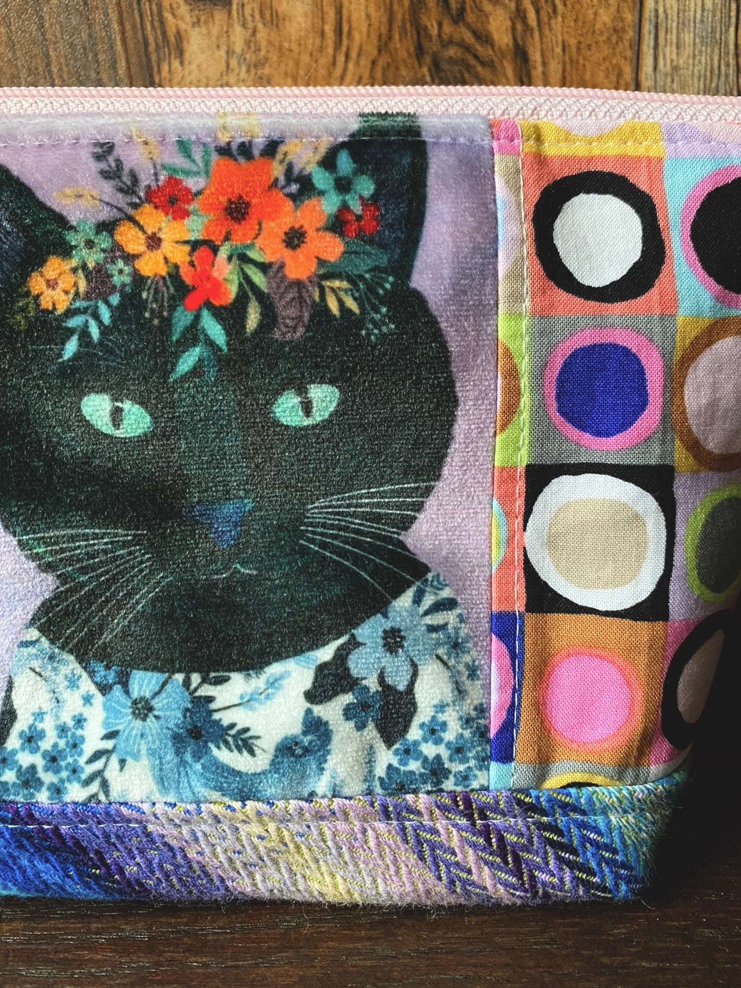 Floral Feline Small Open Wide Spindle Bag