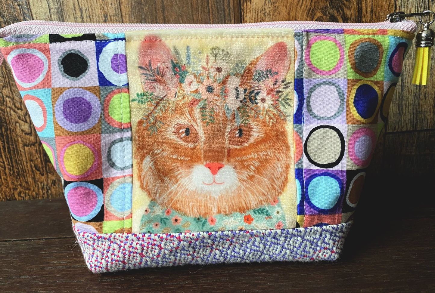 Floral Feline Small Open Wide Spindle Bag