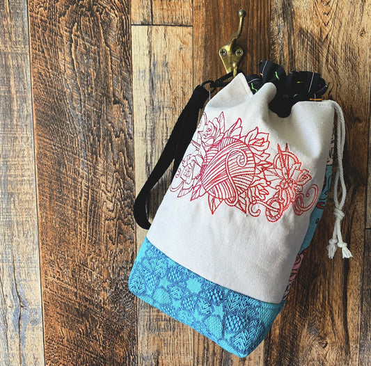 Crochet Forever & Sleeve Embroidery Drawstring Bag