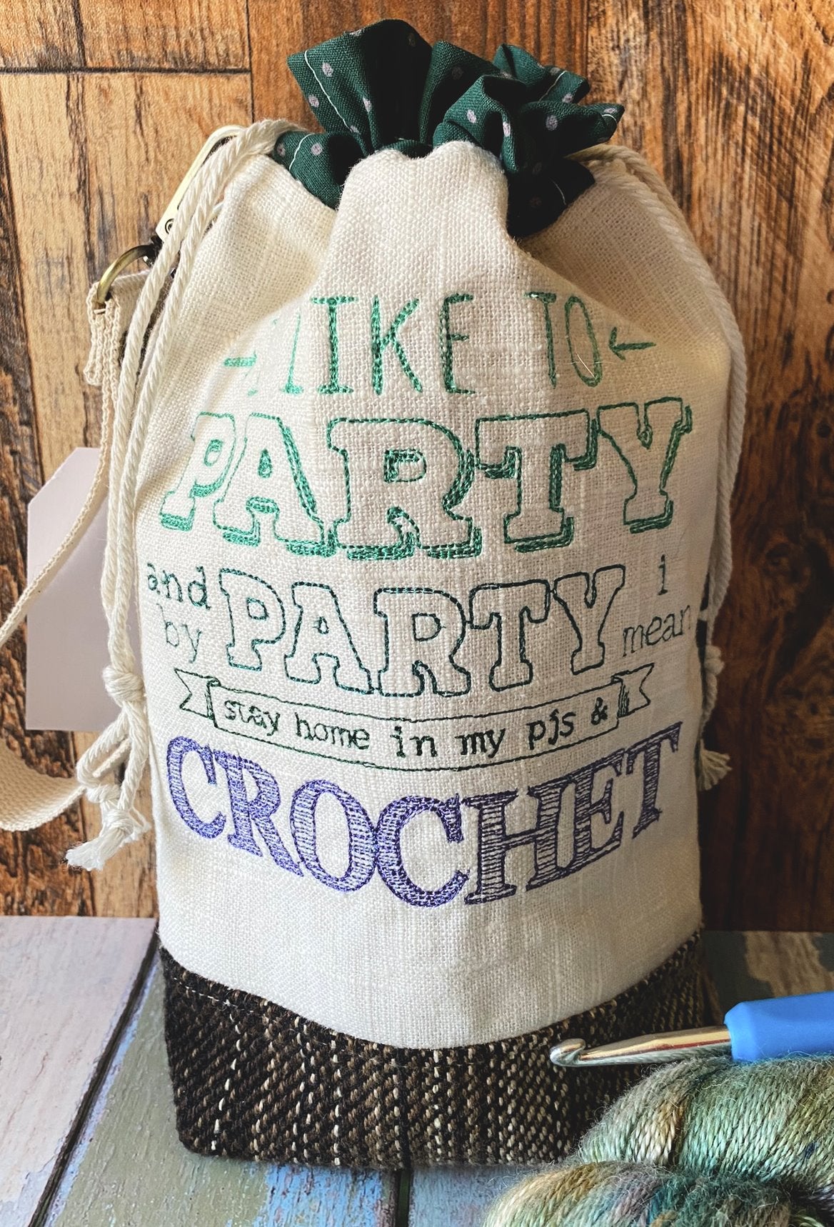 Party & Crochet Drawstring Bag