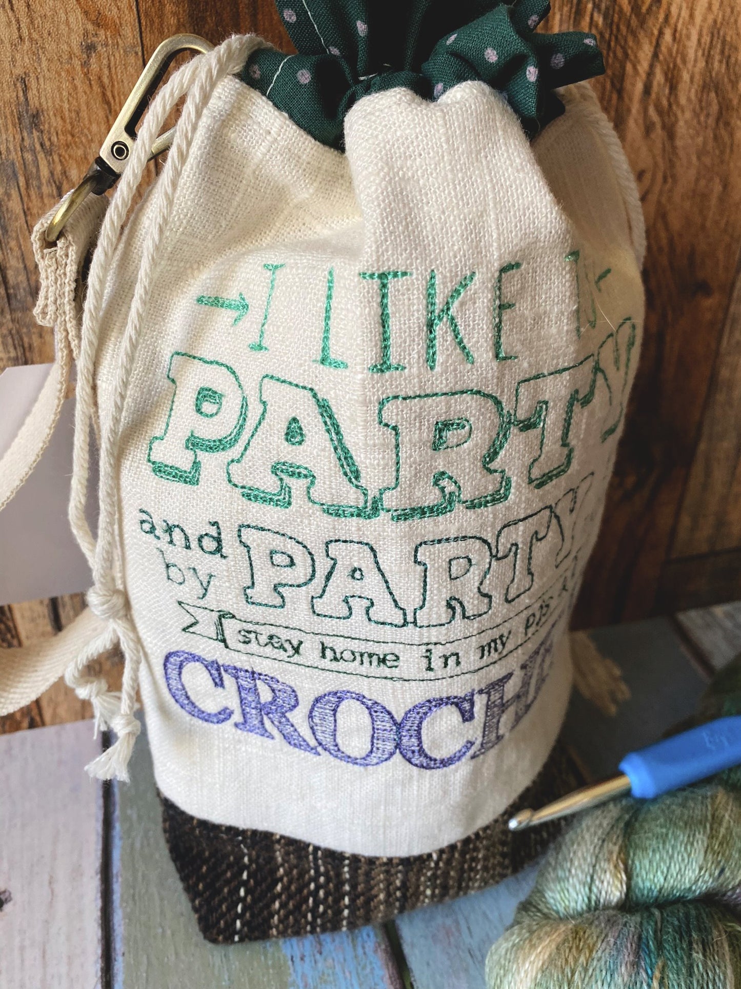 Party & Crochet Drawstring Bag