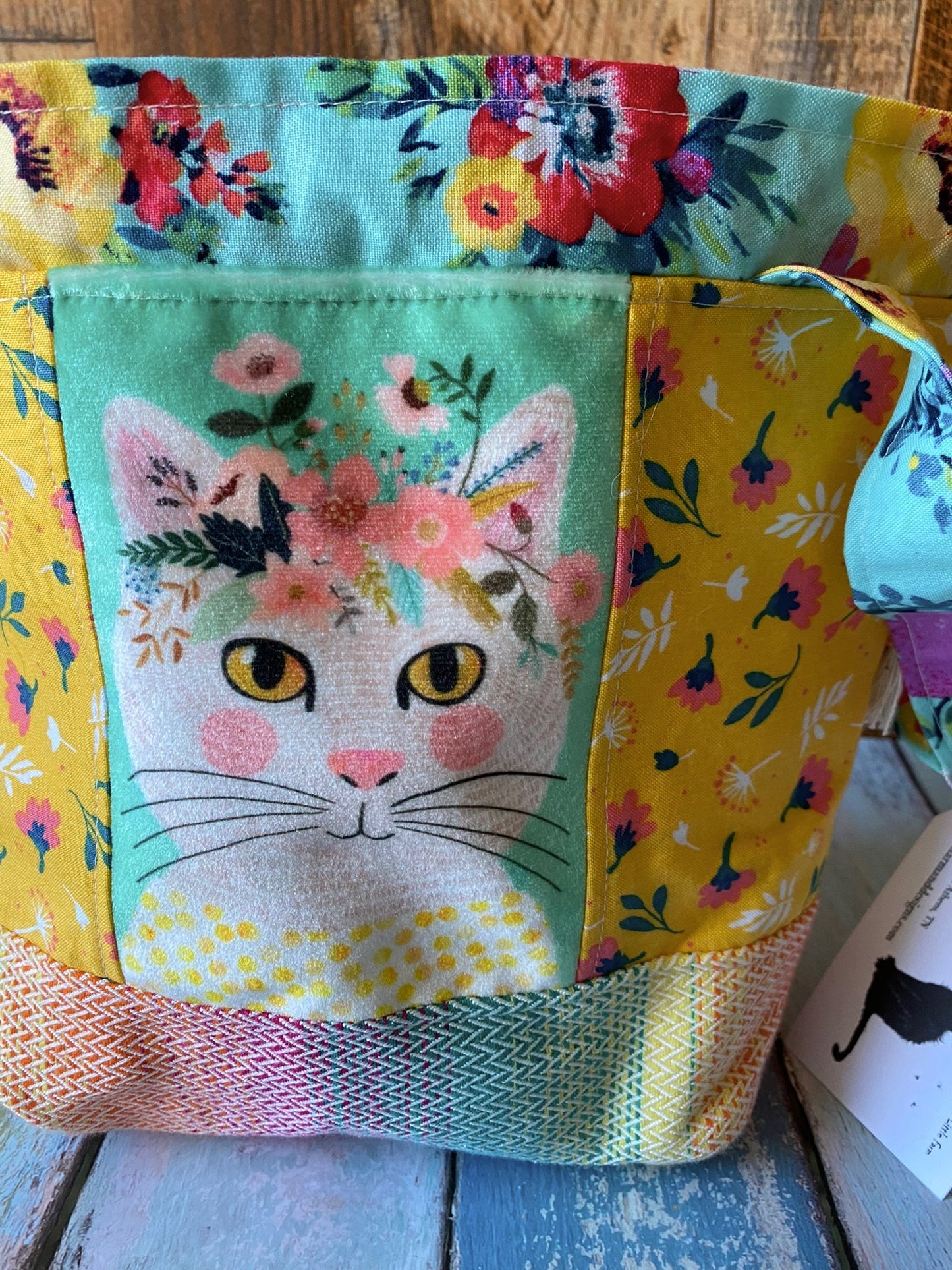 Floral Cat Small Project Bag