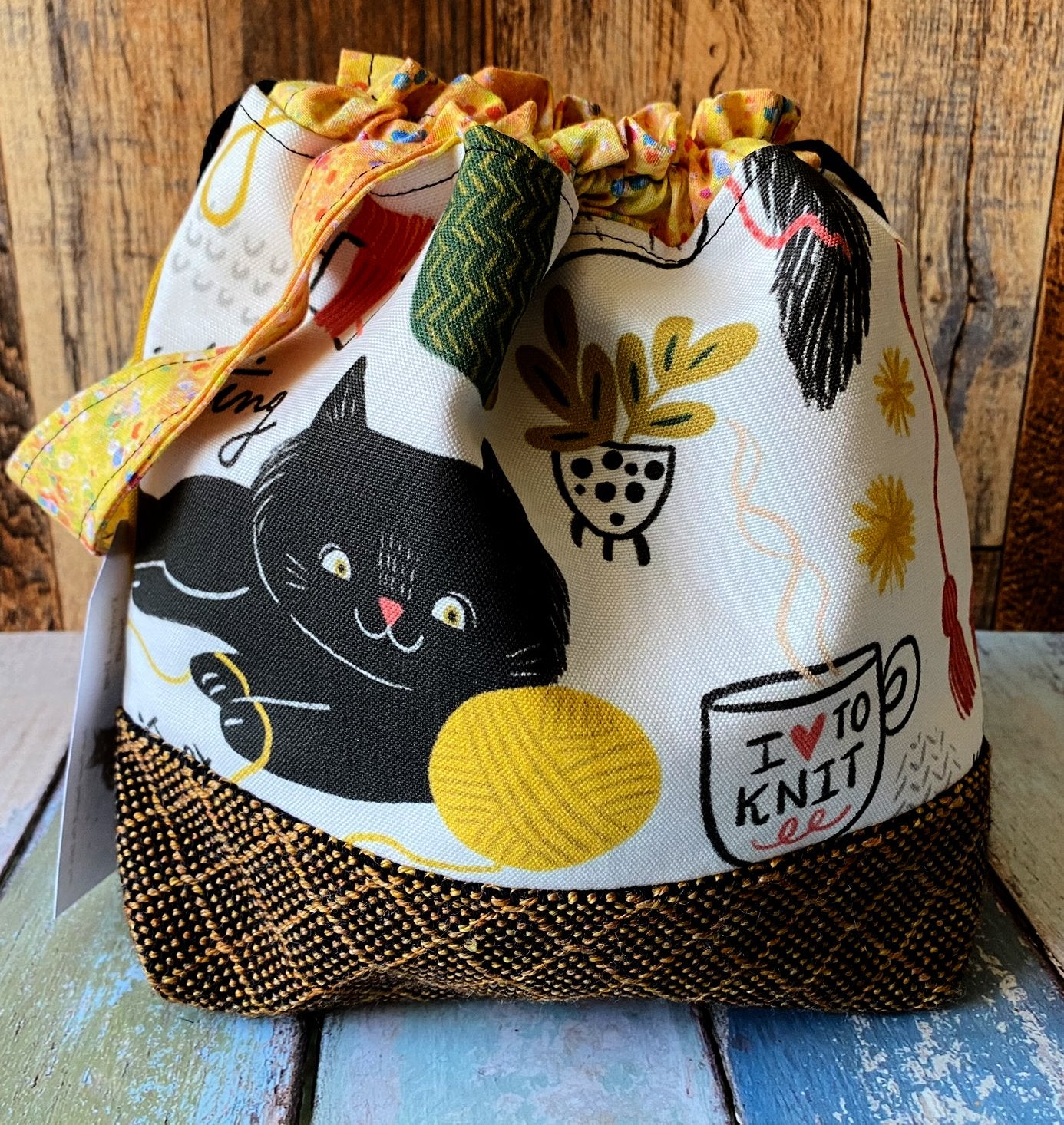 Helpful Kitties and Knitting Small Project Bag
