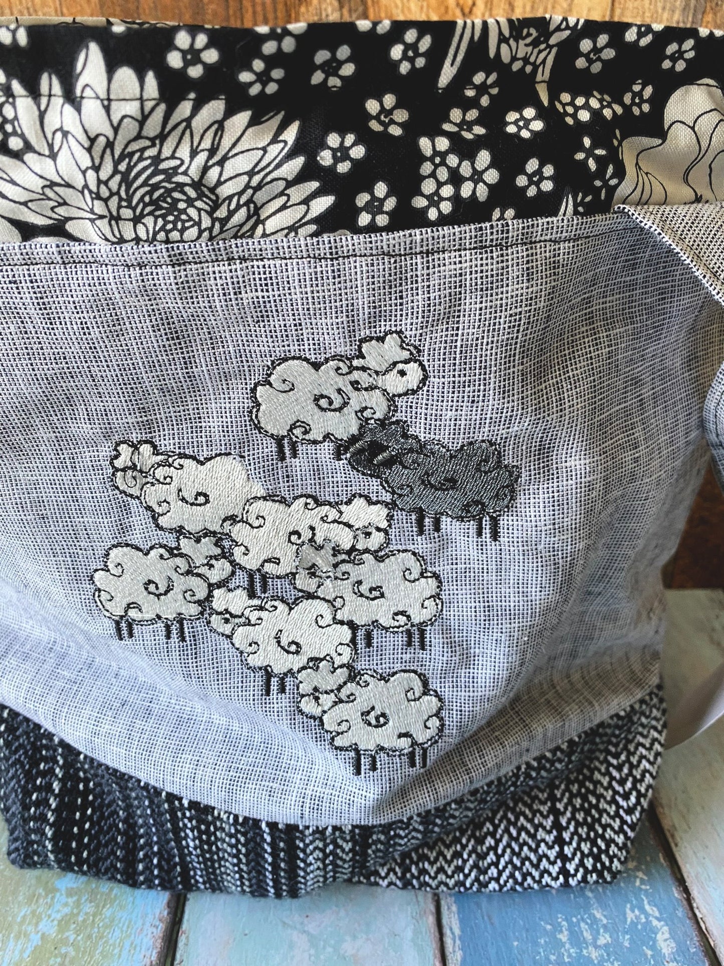 Knitting Takes Balls and Sheep Embroidery Medium Project Bag