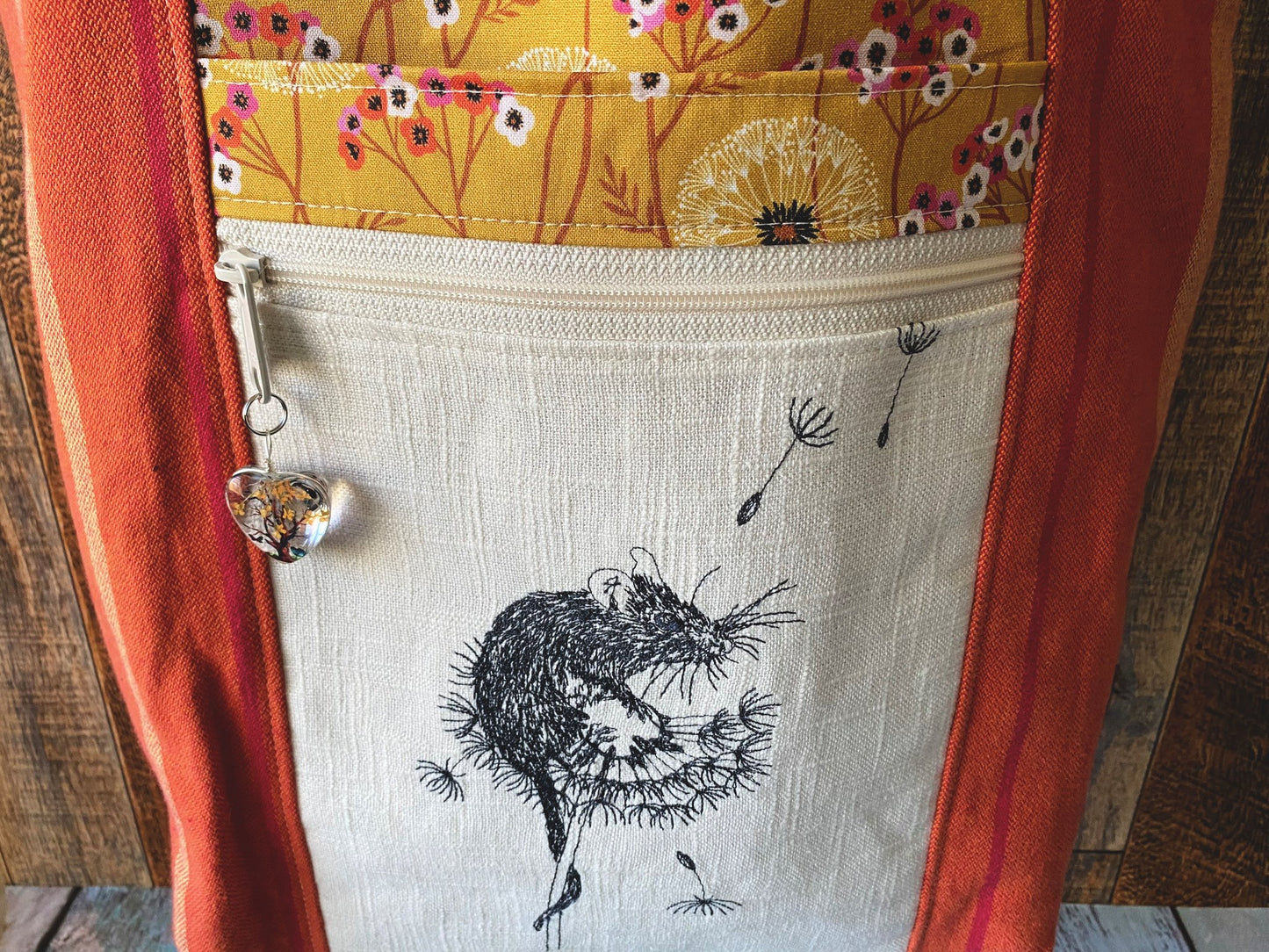 Mouse and Dandelion Fluff Large Firefly Project Bag