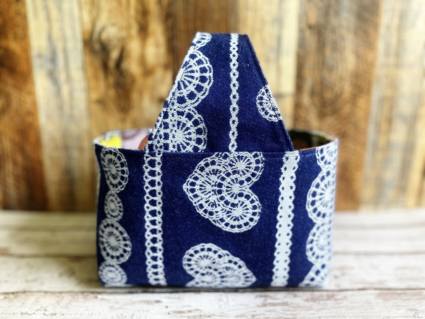 Blue Lace and Bathing Beauties Small Basket Bag