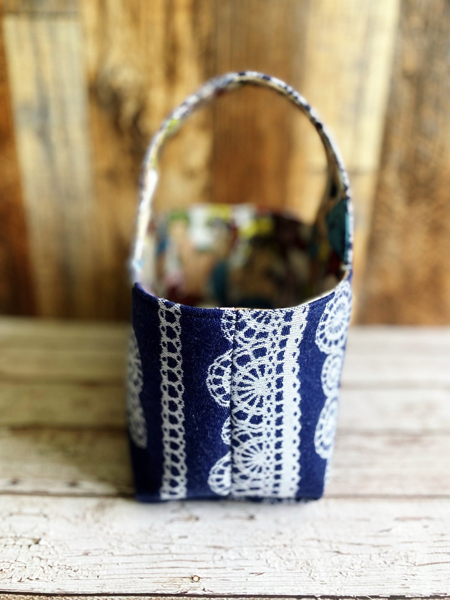 Blue Lace and Bathing Beauties Small Basket Bag