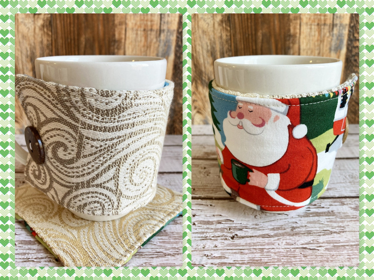 Glamping Santa Reversible Mug and Cup Cozy (also fits pints of ice cream)
